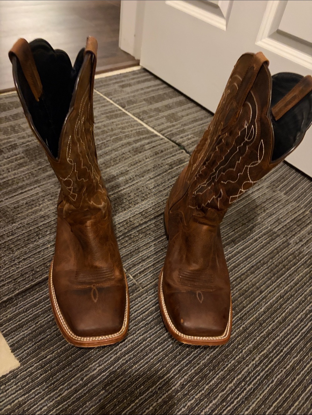 Boots Brown Men's Square-Toe Western Ranch Boots